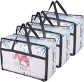 Clear Clothes Storage Bag Organizer with Reinforced Handle, Vinyl Storage Bags for Comforter, Blanket, Bedding, Toys, Transparent Moving Totes with Sturdy Dual Zippers, 3 Pack, 55 L, Black