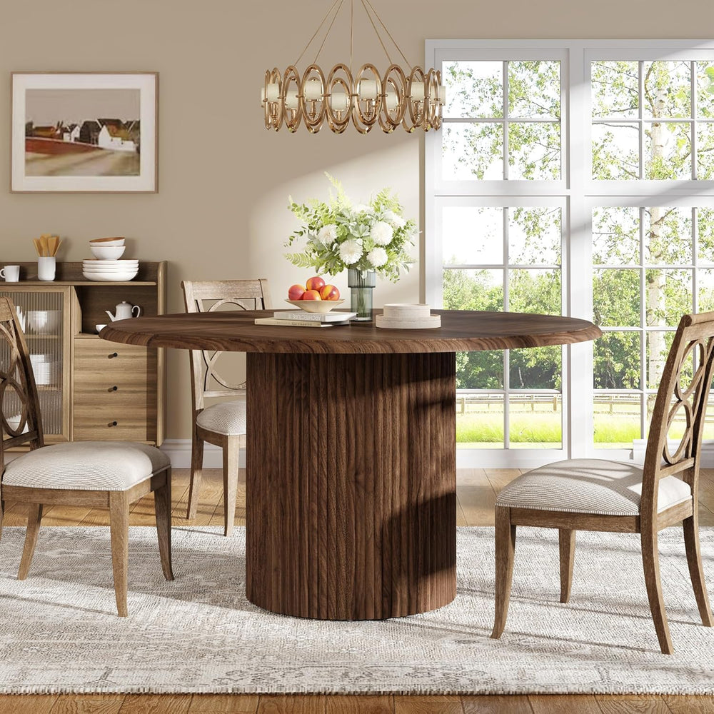 Tribesigns 47" Round Dining Table for 4, Farmhouse Kitchen Table with Me...