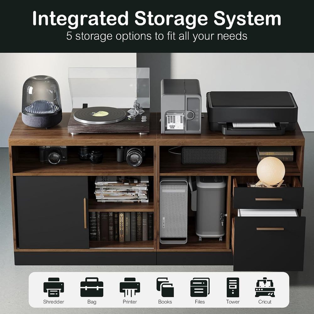 ModernMate 63" Lateral File Cabinet with Lock,2-Drawer Home Office Stora...