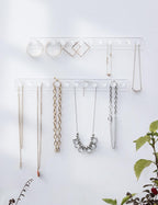 Heesch Necklace Holder, Wall Necklace Hanger, Acrylic Jewelry Organizer | Wall Mount Jewelry Hooks for Necklaces, Bracelets & Chains, Hanging Organizer and Storage, 2-Pack Iridescent