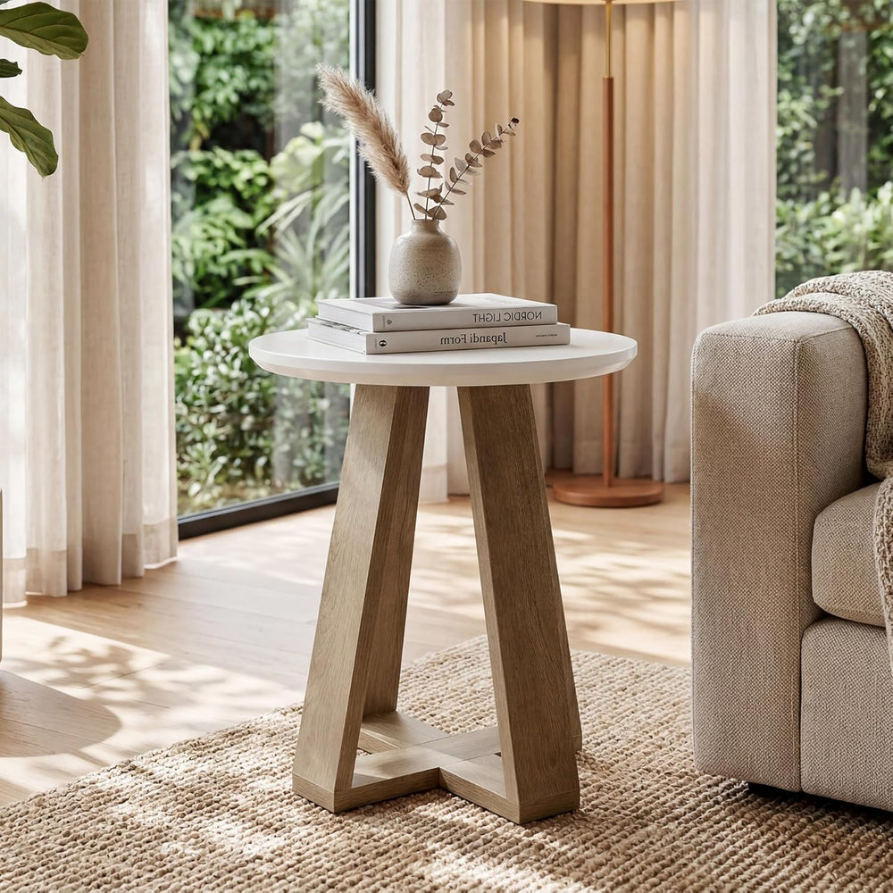 Tribesigns Round Side Table, Modern End Table for Living Room, Small Accent T...