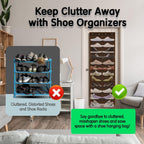 Kotkn Over The Door Shoe Organizer with 12 Large Breathable Pockets - Durable Hanging Storage for the Entire Family's Shoes (Espresso)