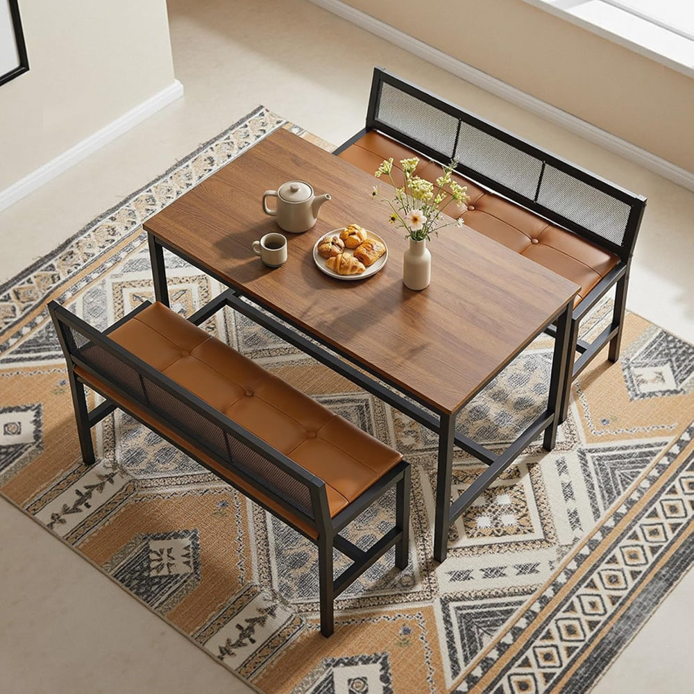 YATINEY Dining Bench, 39.4'' Kitchen Bench with Back, Dining Room Ben...