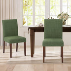 Upholstered Parsons Dining Chairs Set of 2, Modern Dining Room Chairs with Back, Fabric Kitchen Side Chairs with Wood Legs for Dinner Farmhouse Restaurant, Green