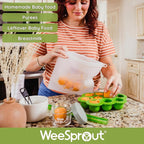 WeeSprout Silicone Baby Food Freezer Tray with Clip-on Lid - Perfect Storage Container for Homemade Baby Food, Vegetable & Fruit Purees, and Breast Milk