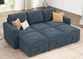 HONBAY Modular Sectional Sleeper Sofa Bed, Pull Out Couch with Storage Ottoman, U Shaped Sectional Couches for Living Room, Blue