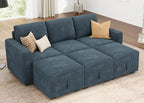 HONBAY Modular Sectional Sleeper Sofa Bed, Pull Out Couch with Storage Ottoman, U Shaped Sectional Couches for Living Room, Blue