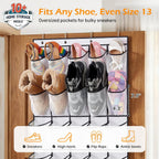 MISSLO 35 Large Pockets Over The Door Shoe Organizer Sturdy Oxford Fabric Hanging Shoe Rack for Door Mesh Closet Shoe Holder Hanger, White