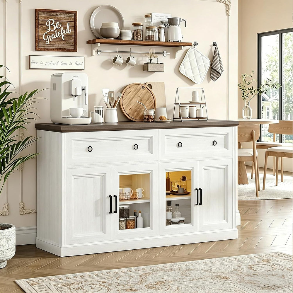 63'' Sideboard Buffet Cabinet with Storage, Modern Credenza with Outl...