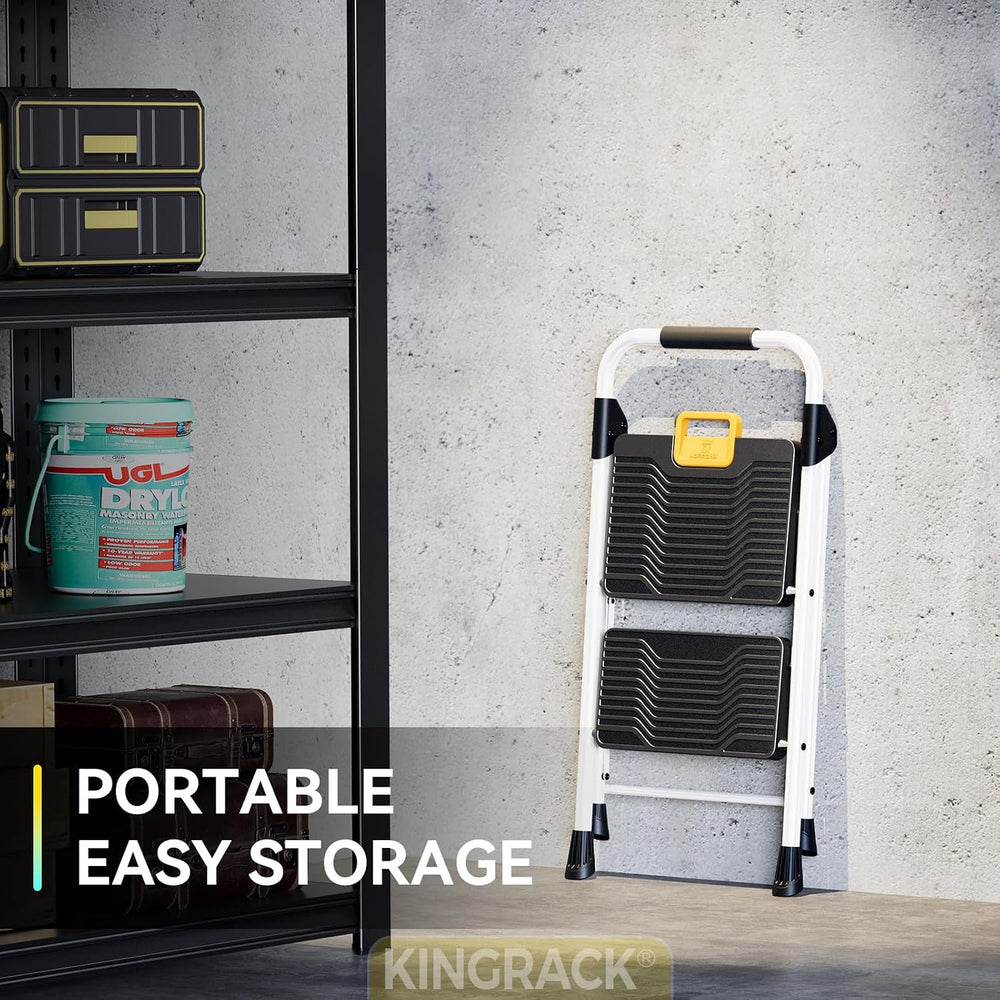 KINGRACK 2 Step Folding Ladder, 800lbs Capacity Step Stool with Safety Lock, ...