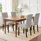 CHUN YI Upholstered Dining Chairs Set of 4, Fabric Dining Room Chairs with Solid Wood Legs, Modern Parson Chairs for Kitchen, Restaurant, Hotel, Light Gray