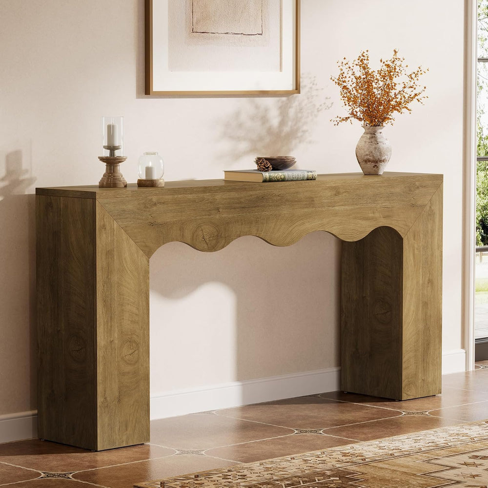 Tribesigns 63" Farmhouse Console Table, Wooden Couch Table Behind Sofa w...