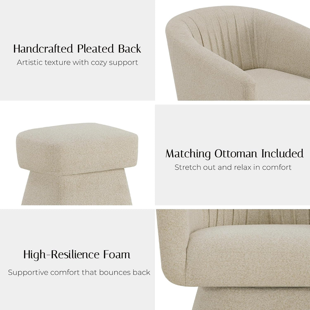 Zerel's HOME Swivel Accent Chair with Ottoman, Upholstered Barrel Accent ...
