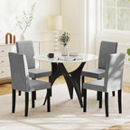 Giantex Upholstered Dining Chair Set of 4, Mid Century Modern Fabric Kitchen Chairs with Rubber Wood Legs, Thick Padded Seat, High Back, Side Armless Chairs for Living Dining Room (Gray)