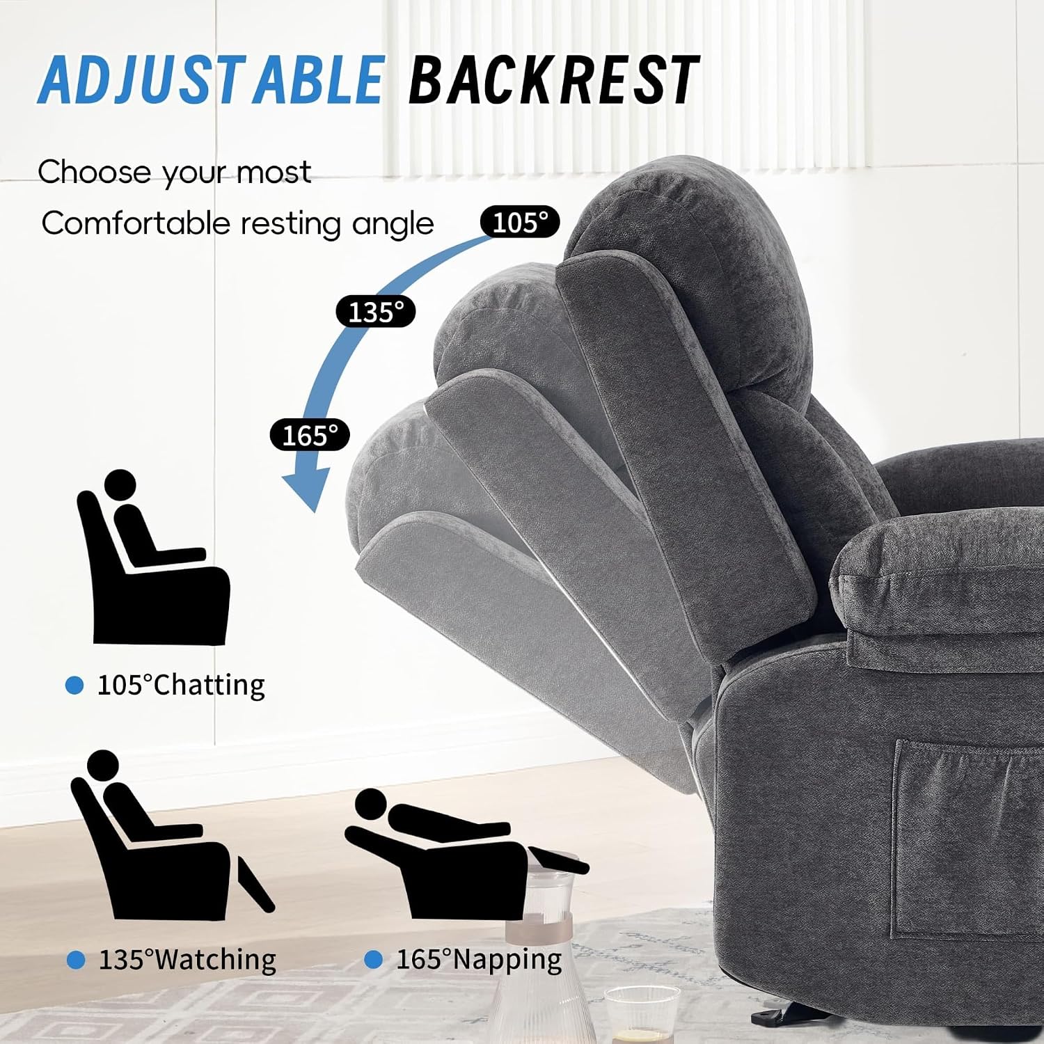 Overstuffed Velvet Electric Rocker Recliner Chair with 8 Point Vibration Massage Glider Recliner Sofa Featuring Cup Holders for Living Room Bedroom