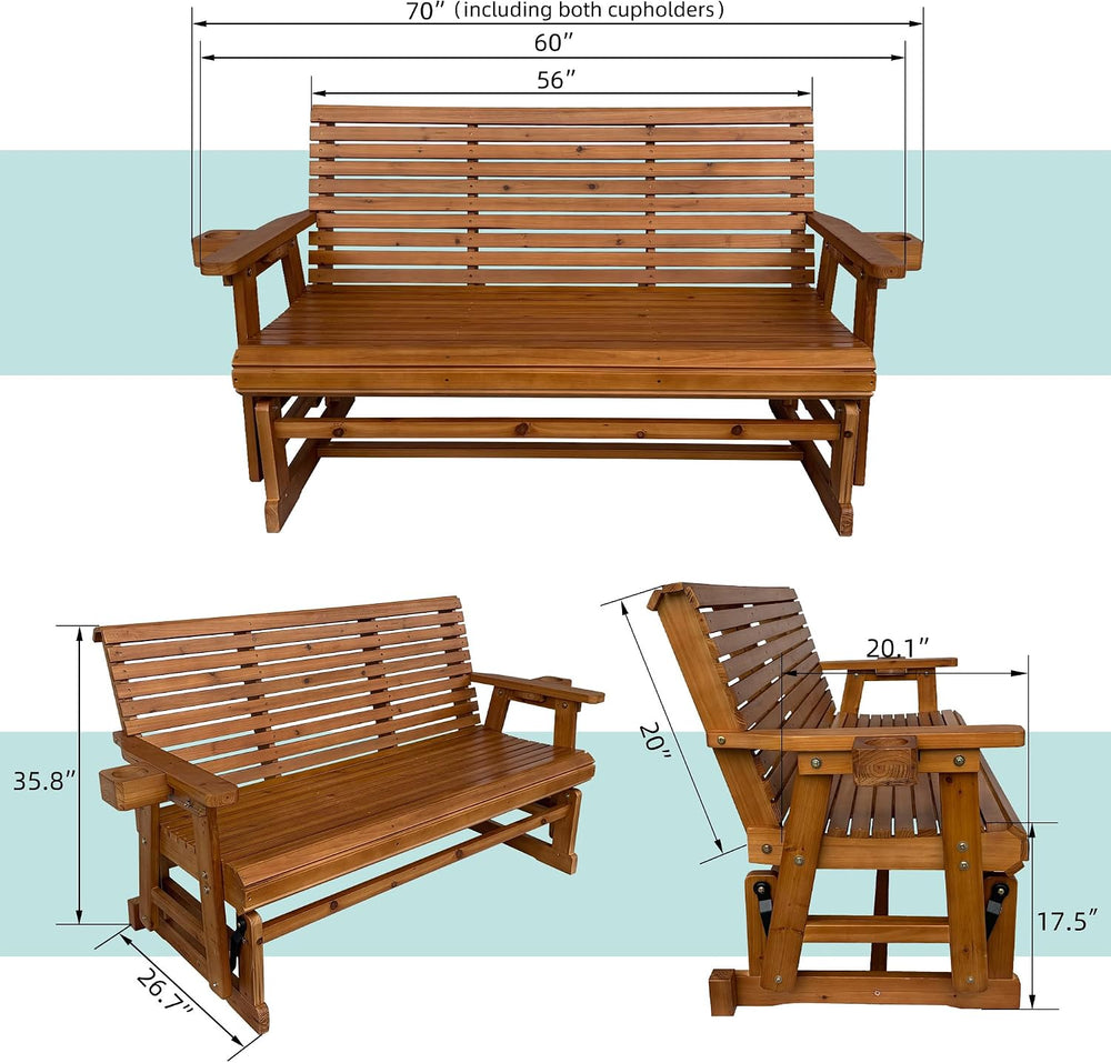 Fortune Candy Patio Glider with Cup Holders, High Roll Back and Deep Contoure...