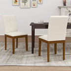 DAGONHIL Dining Chairs Set of 2, Modern Upholstered Fabric Dining Room Chairs, Armless Kitchen Chairs with Wood Legs and Padded Seat for Living Room, Bedroom, Kitchen (Beige)