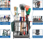 Garden Tool Organizer for Garage, Yard Tool Storage, Garden Tool Rack, for Shed Home Outdoor, Up to 58 Long-Handled Tools, Garden Tool Stand, Heavy Duty Steel, Black