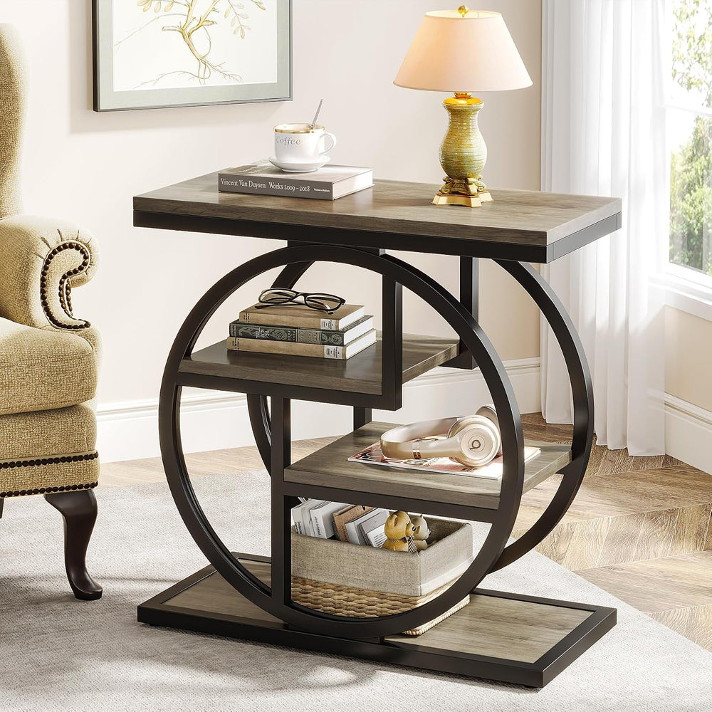 Tribesigns End Table for Living Room, 4-Tier Narrow Side Table with Storage S...