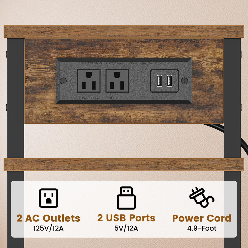Creso hom Side Table with Charging Station, End Tables Living Room, 21.7 Inch...