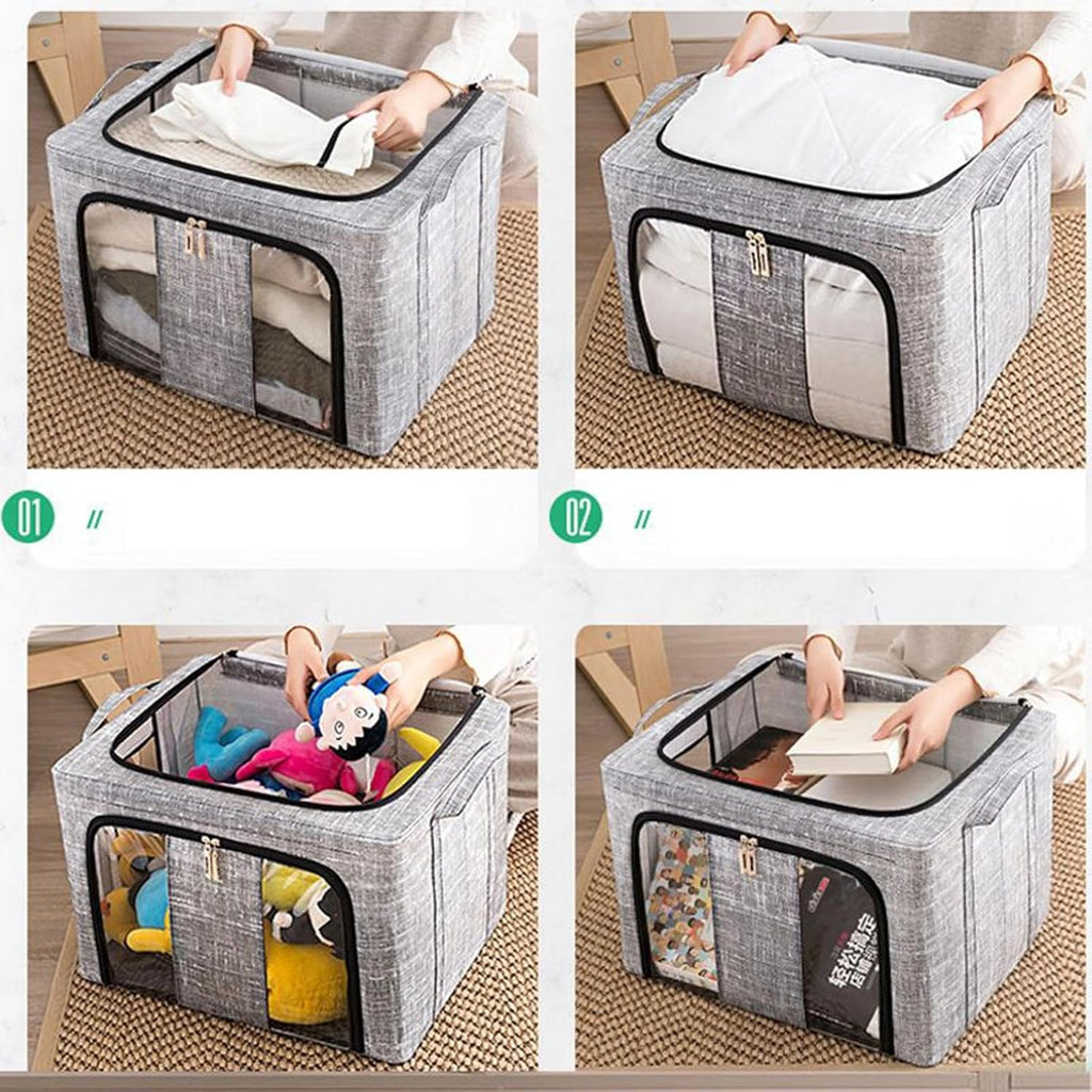 Clothes Organizer | with Clear Window Bag | Large Clothes Storage Bins with Lids - for Bedroom Home Apartment Closet Fabric Bed Sheets Comforter Toys Garment Organization