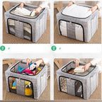 Clothes Organizer | with Clear Window Bag | Large Clothes Storage Bins with Lids - for Bedroom Home Apartment Closet Fabric Bed Sheets Comforter Toys Garment Organization