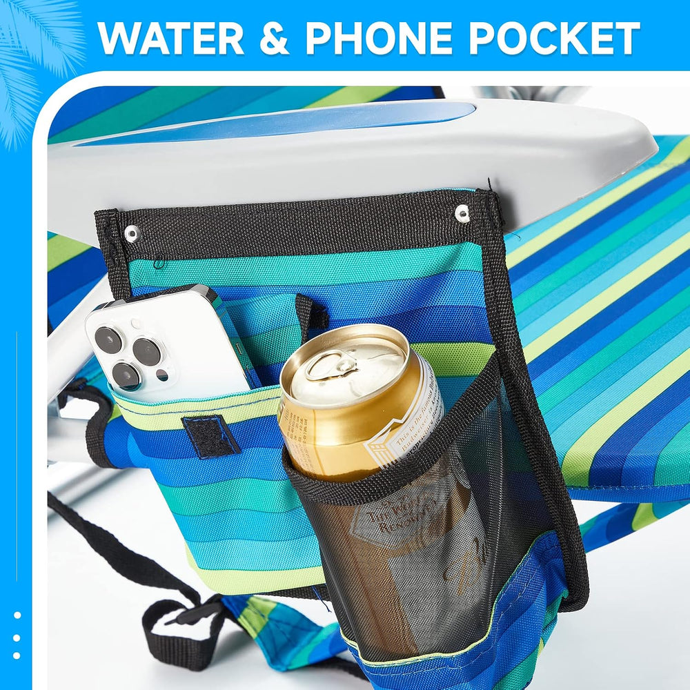 Portable Beach Chair for Adults, Outdoor Camping Chair Lay Flat Folding Backp...