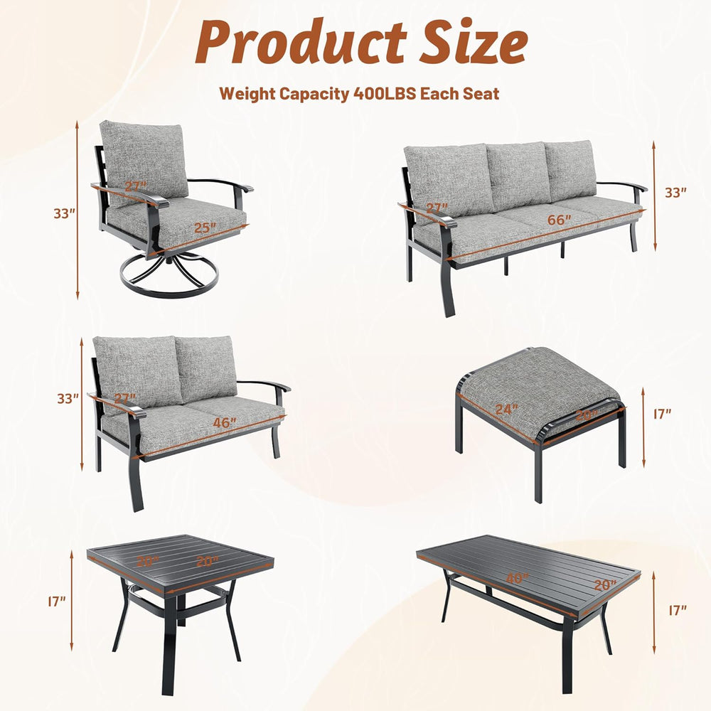 HOMREST Outdoor Couch Aluminum Patio Furniture Sofa, 3-Seat All-Weather Metal...