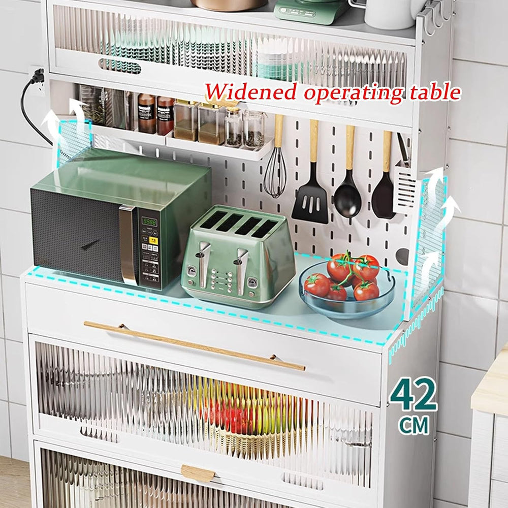 JKGHK 5-Tier Bakers Racks with Storage for Kitchens, Microwave Stand on Wheel...