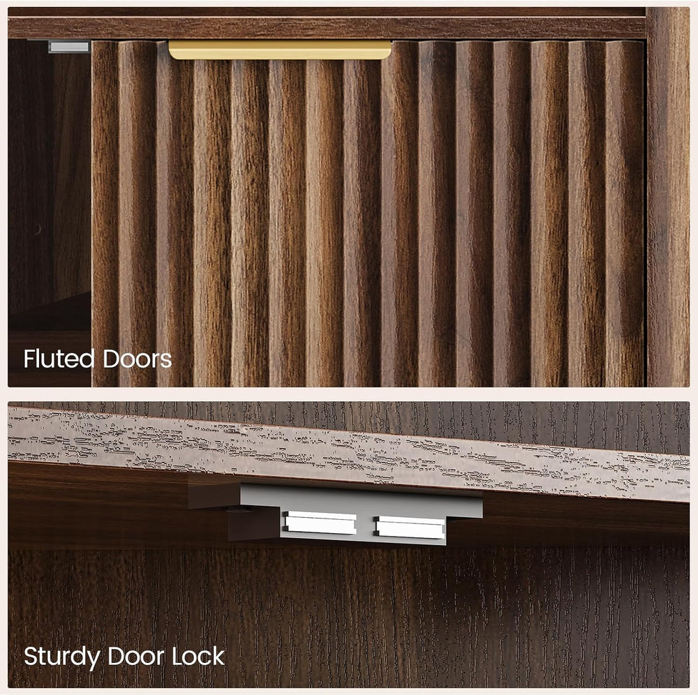 CHOEZON Corner Cabinet, Corner Storage with Fluted Panels and Adjustable Shel...