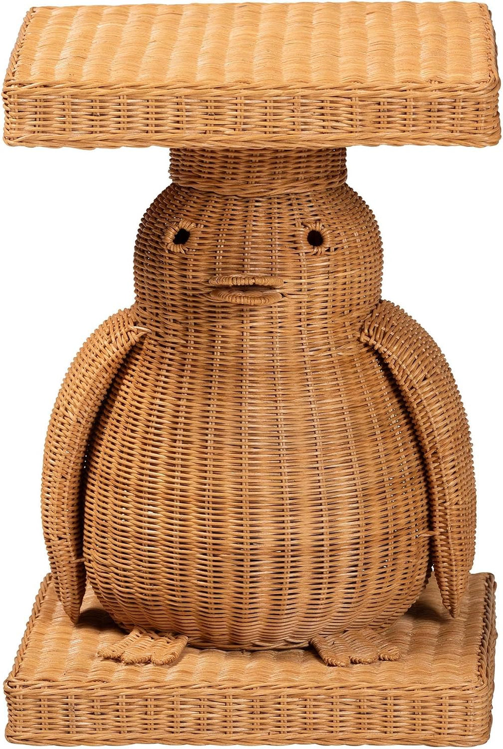 Bali & pari Pembroke Penguin End Table - Handwoven Rattan Sculptural Acce...