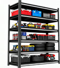 Storage Shelves, Garage Metal Shelving Unit, Adjustable, Double-Layer Column with Reinforced Ribs, Heavy-Duty, Capable of Bearing 600-3600 lbs (Black, 82 * 45 * 18, 6-Tier)