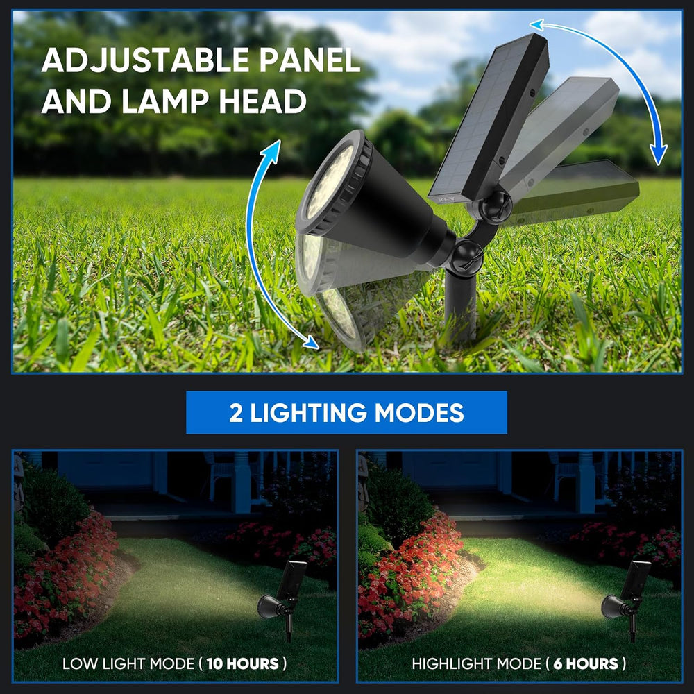 KEV 800 Lumens Solar Spot Lights Outdoor,18 LEDs Solar Flood Lights with 2 Mo...