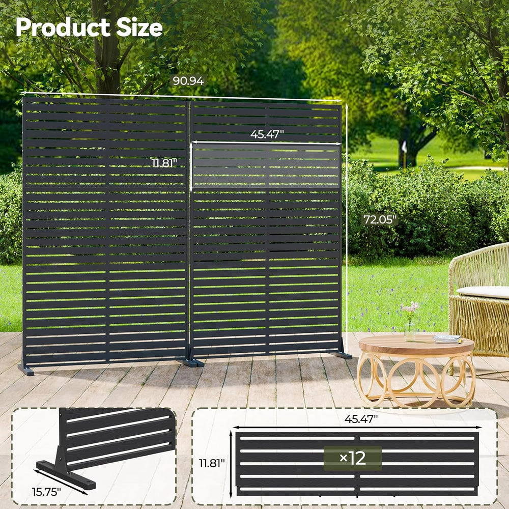 Privacy Screen Outdoor Freestanding Fence Panel with 6 Panel, 72" H×47&q...