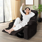 Rocking Recliner Chair, Massage Rocker Recliner Chair with Vibration Massage and Heat, USB and Type-C Ports,360° Swivel Faux Leather Chairs, Living Room, Bedroom, Nursery, RV, Brown