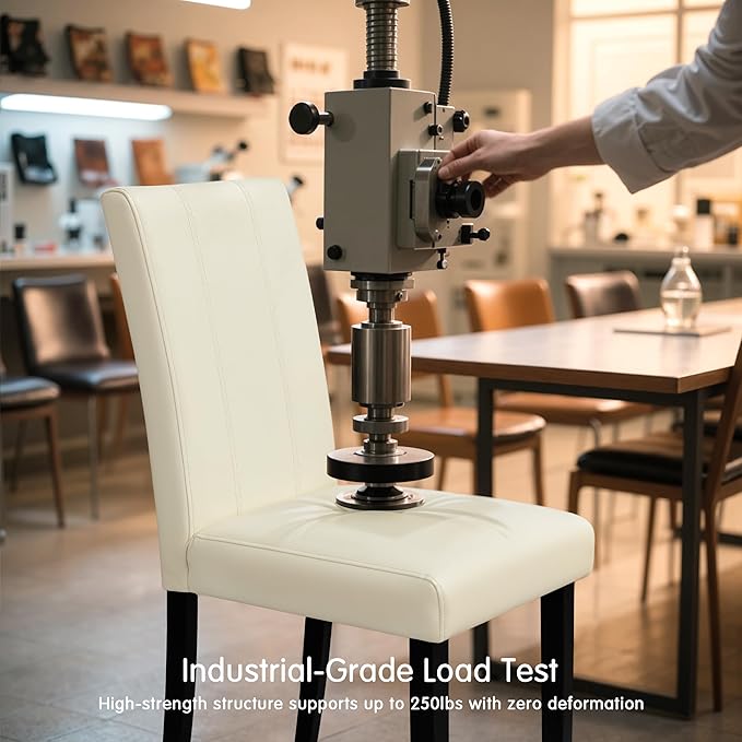 CHUN YI Dining Chairs Set of 2, Faux Leather Dining Room Chairs, High Back Upholstered Parsons Chairs for Dining Room Kitchen Side Chair with Sturdy Wood Legs, Cream