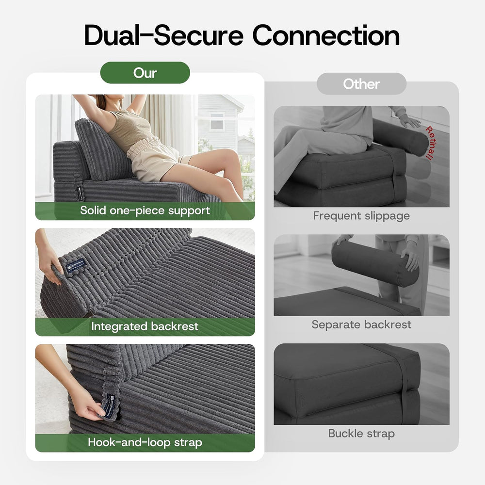 Convertible 4-in-1 Folding Sofa Bed Sleeper Chair Couch Foldable Chaise Loung...