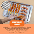 Grilling Prep and Serve Trays Set of 2 Stackable Stainless Steel BBQ Trays Marinating Tray Food Serving Platter for Cooked and Raw Meat BBQ Prep Tub Dishwasher Safe