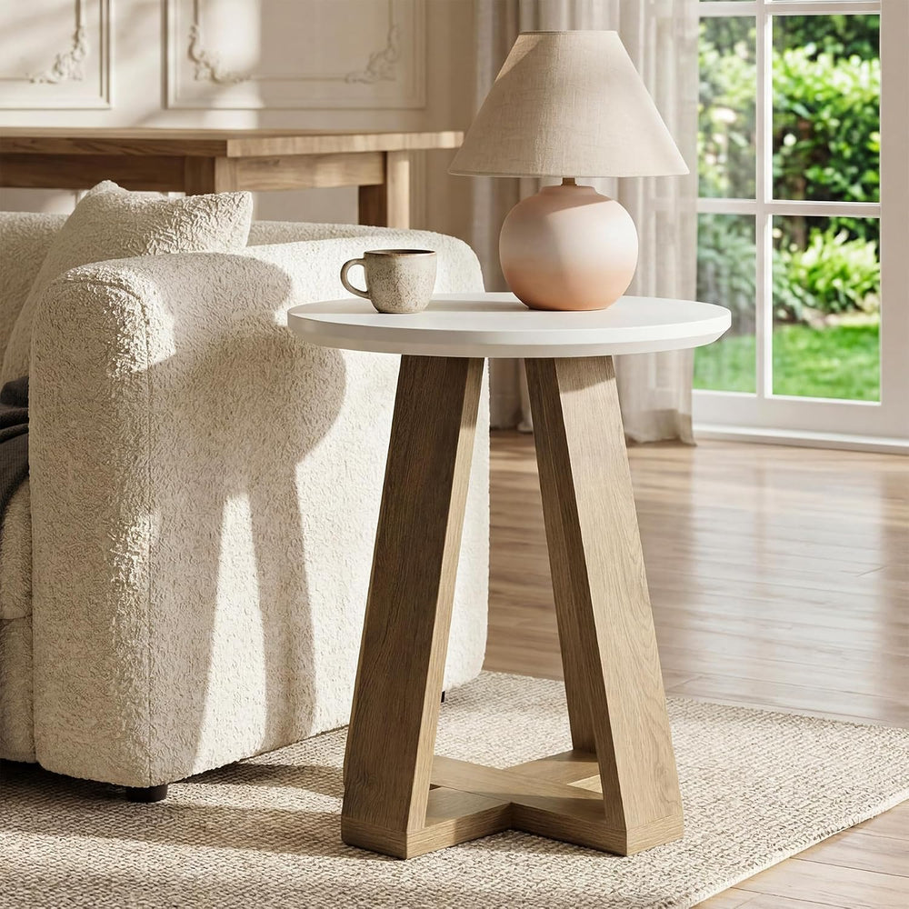 Tribesigns Round Side Table, Modern End Table for Living Room, Small Accent T...