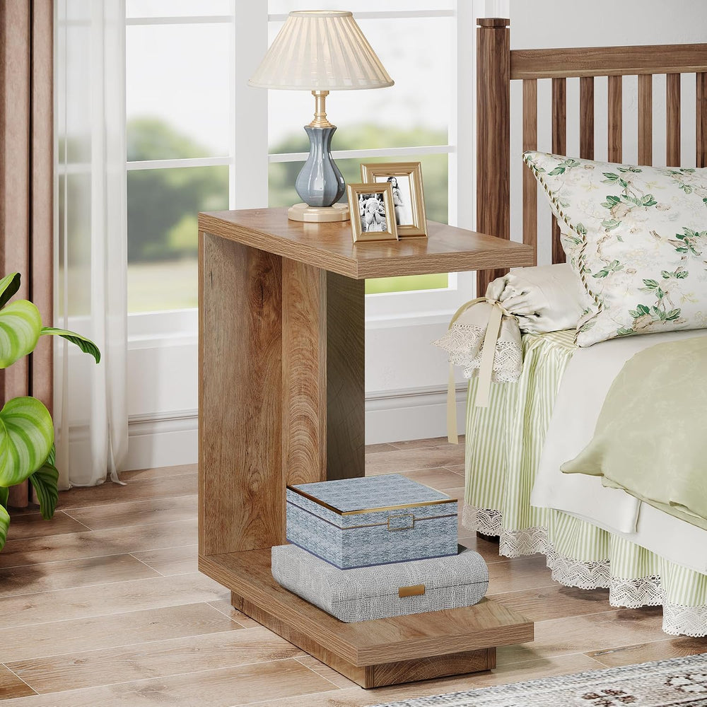 Tribesigns C-Shaped Side Table for Couch, 2-Tier C Table with Sturdy Pedestal...