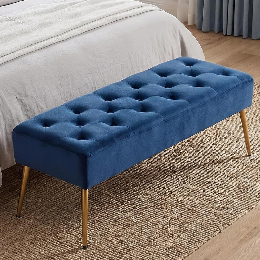 DUHOME Button-Tufted Ottoman Bench, Upholstered Bedroom Benches Velvet Footre...