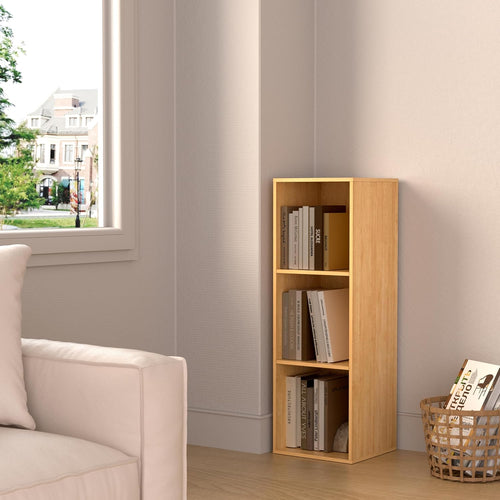 3 Cube Storage Organizer, 3 Tier Cube Low Bookcase Freestanding Storage Display Organizer for Home Office, Three-Cubes Open Shelf Short Bookshelf (Oak, 3 Cube)