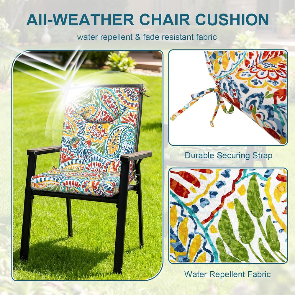DYTXIII Outdoor High Back Chair Cushions Set of 2, 44x20 in Water Repellent P...
