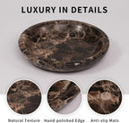 Brown Marble Jewelry Tray - Stone Trinket Ring Key Purse Holder Dish, Small Cute Round Plate Decorative Bowl for Nightstand Entryway Coffee Table Decor (5.5 inch)