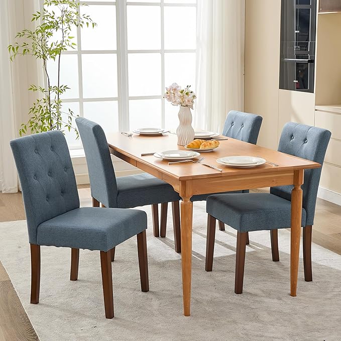 Upholstered Dining Chairs Set of 2, Modern Fabric Kitchen Side Chairs with St...
