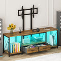 GYIIYUO LED TV Stand with Mount and Power Outlet & Fabric Drawers for 32-85 Inches TV - Entertainment Center and Corner Tv Stand for Living Room, Bedroom- 47" Rustic Brown (Max VESA 600mm × 400mm | with Mount