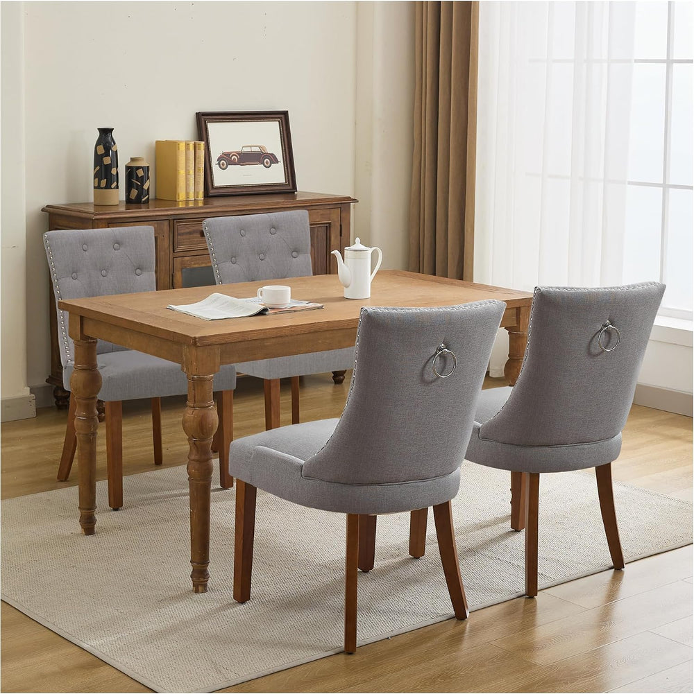 Dining Chairs Set of 4, Modern Kitchen Chairs with Back, Light Grey