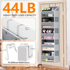 Over The Door Organizer - Over Door Storage Organizer with 5 Large Pockets & 10 Mesh Side Compartments - Heavy-Duty Hanging Storage for Bathroom, Bedroom & Closet - Baby Room Organize Solution