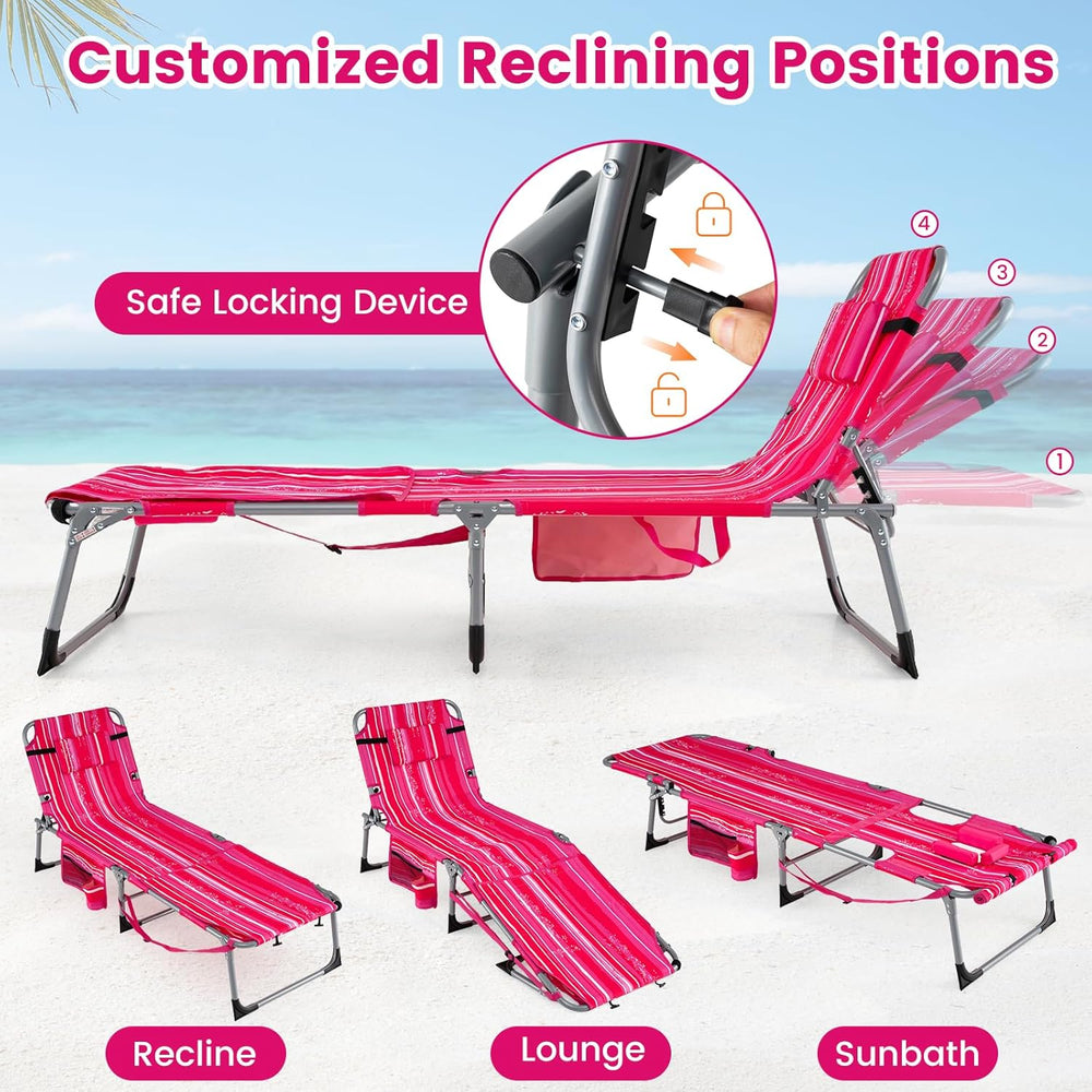 COSTWAY Tanning Chair with Face Hole, Folding Sun Bathing Lounge Chair with A...