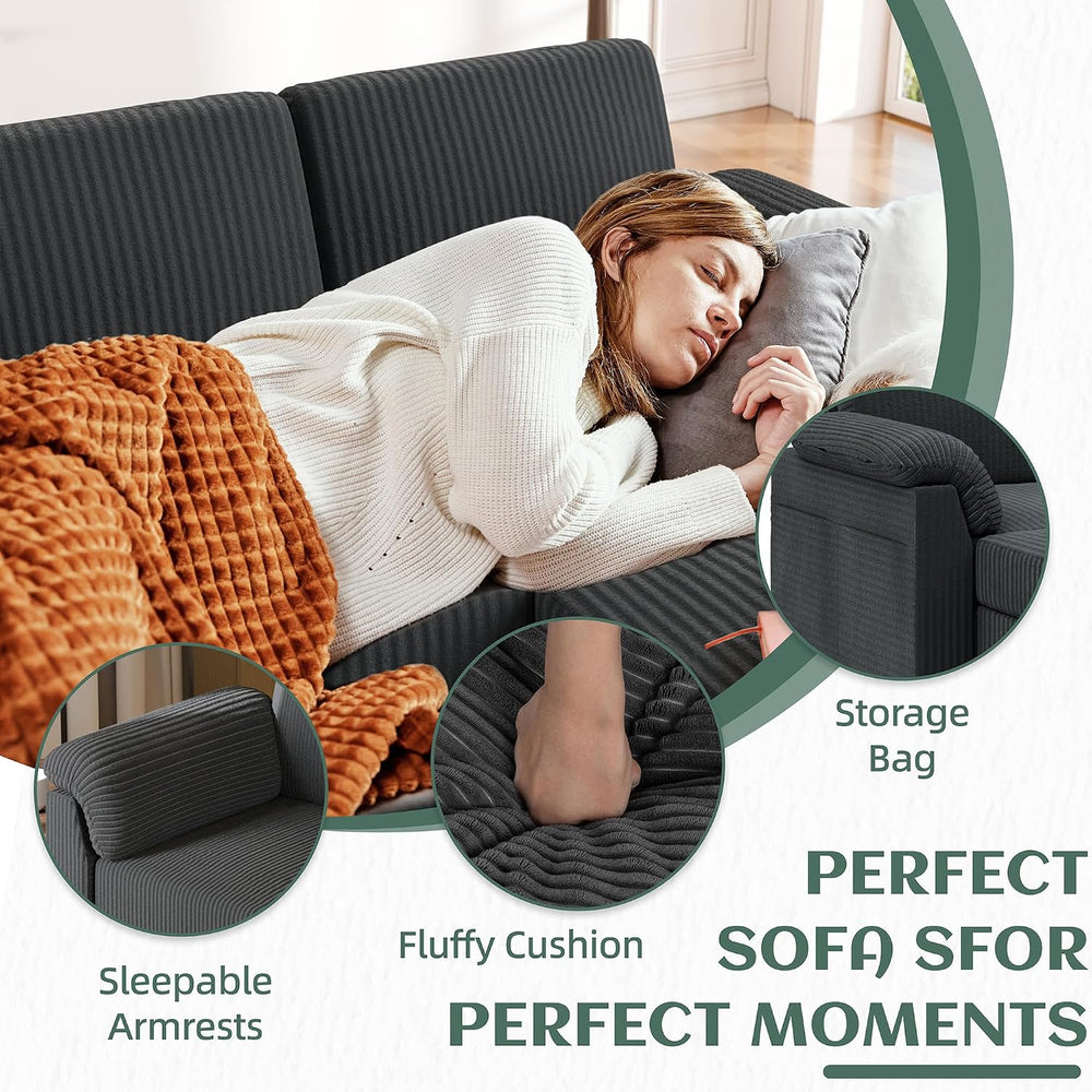 Vongrasig 79" Convertible Sectional Couches Sofa with Storage Ottoman, 3...
